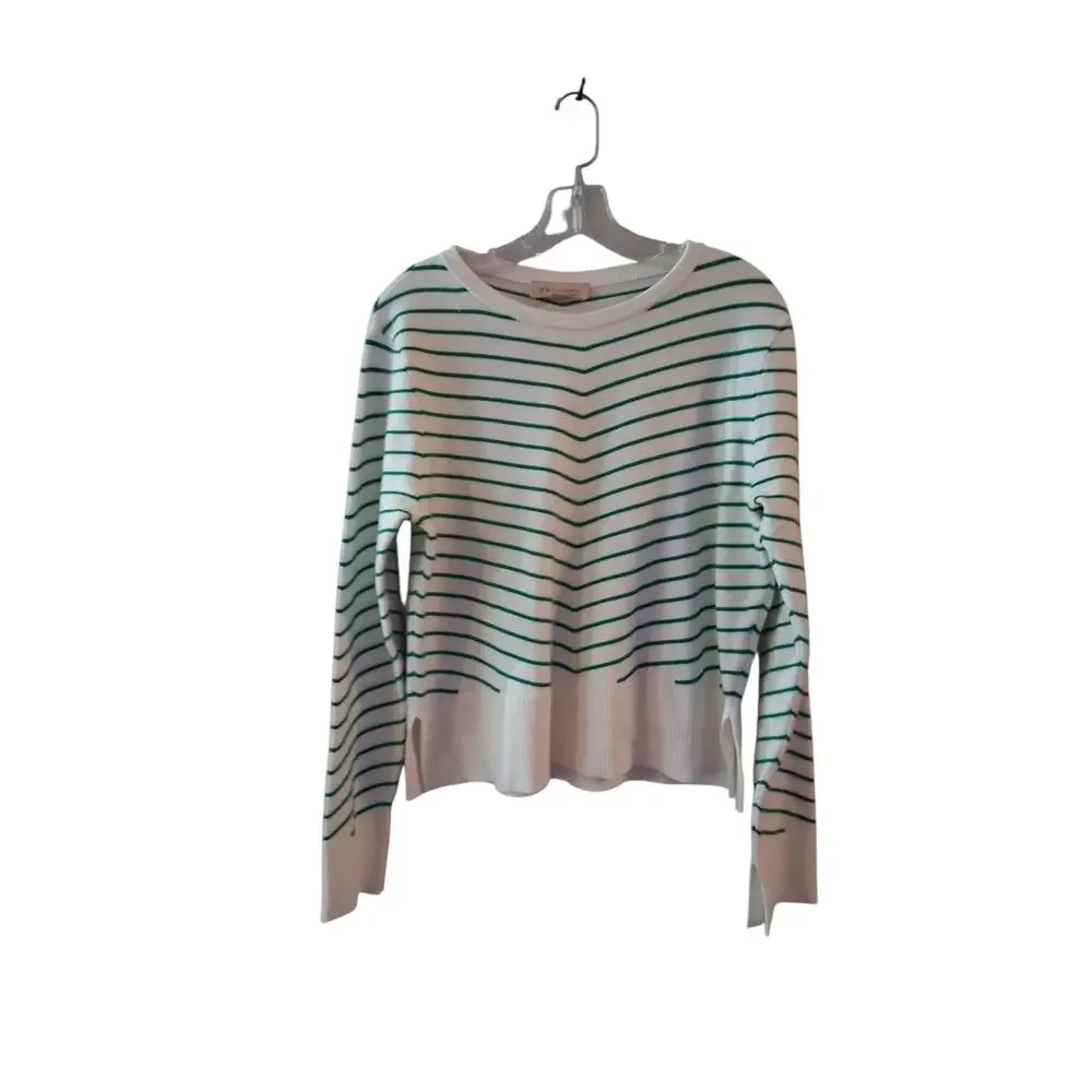 Philosophy White and Green Striped Crew Neck Sweater - Picture 2 of 7